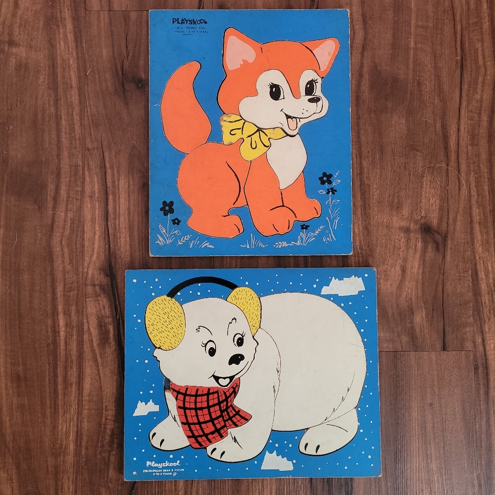 Vintage Playskool Children's Puzzle Bundle of 2